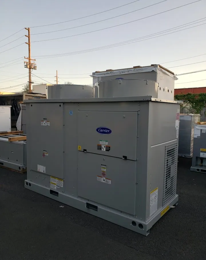 Individual residential AC unit with coating complete.